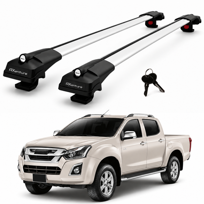 2X Roof Bars for Isuzu D-Max Rt50 / Rt85 2012-2019 Lockable Roof Rack Grey