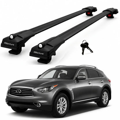 2X Roof Bars for Infiniti Fx S50 / S51 Lockable Roof Rack Cross Bars Black