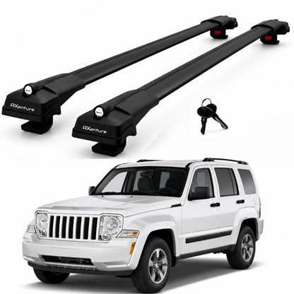 2X Roof Bars for Jeep Cherokee Kk 2008-2012 Lockable Roof Rack Cross Bars Black
