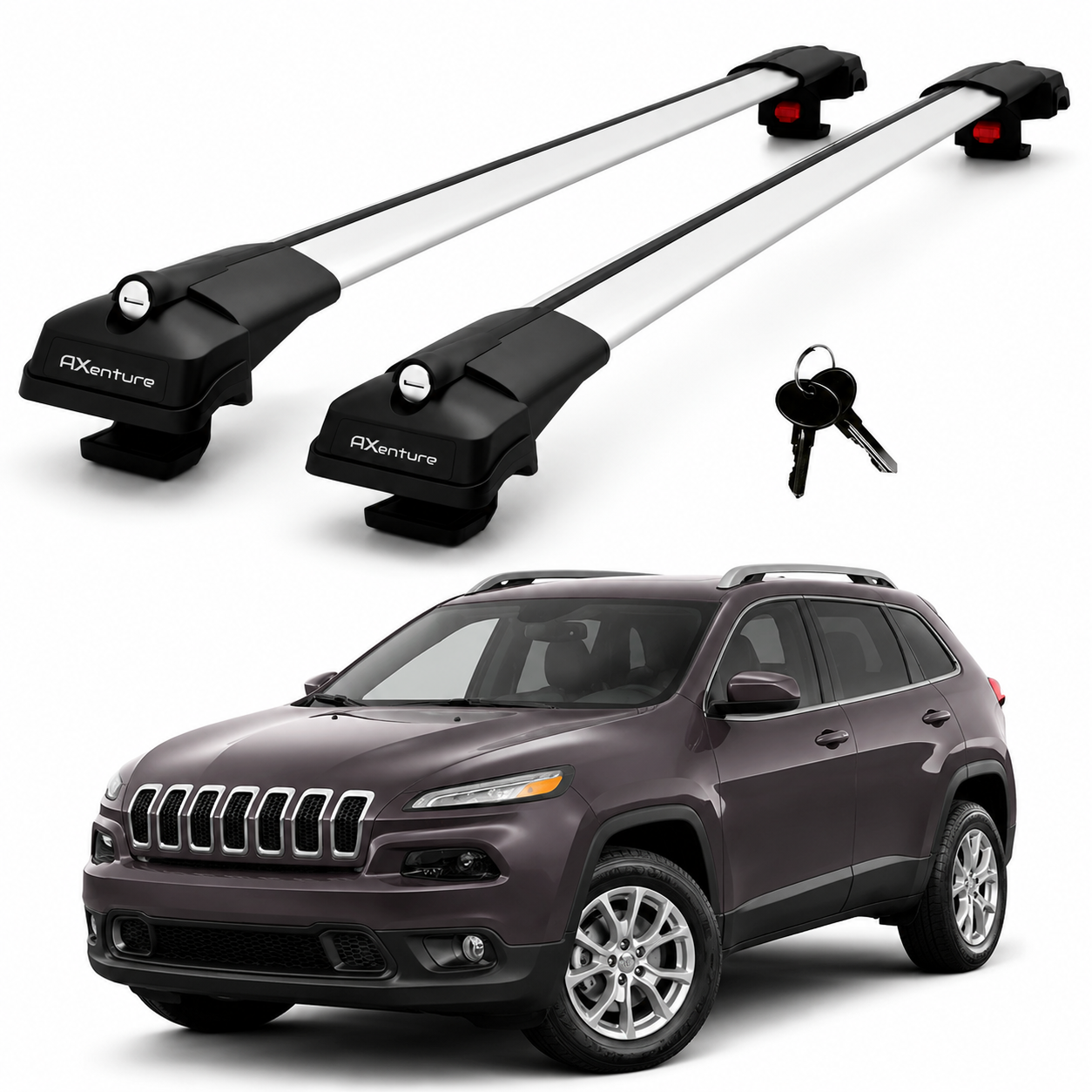 2X Roof Bars for Jeep Cherokee Kl 2014-2023 Lockable Roof Rack Cross Bars Grey