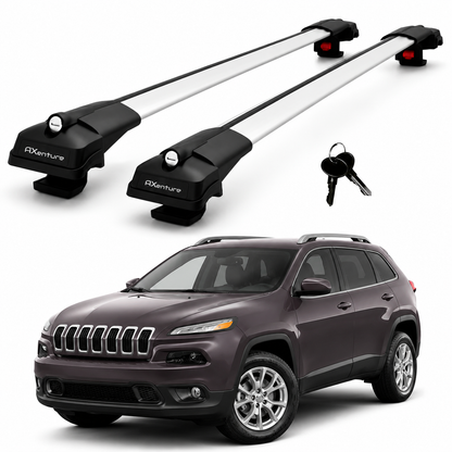 2X Roof Bars for Jeep Cherokee Kl 2014-2023 Lockable Roof Rack Cross Bars Grey