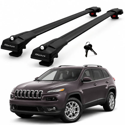 2X Roof Bars for Jeep Cherokee Kl 2014-2023 Lockable Roof Rack Cross Bars Black