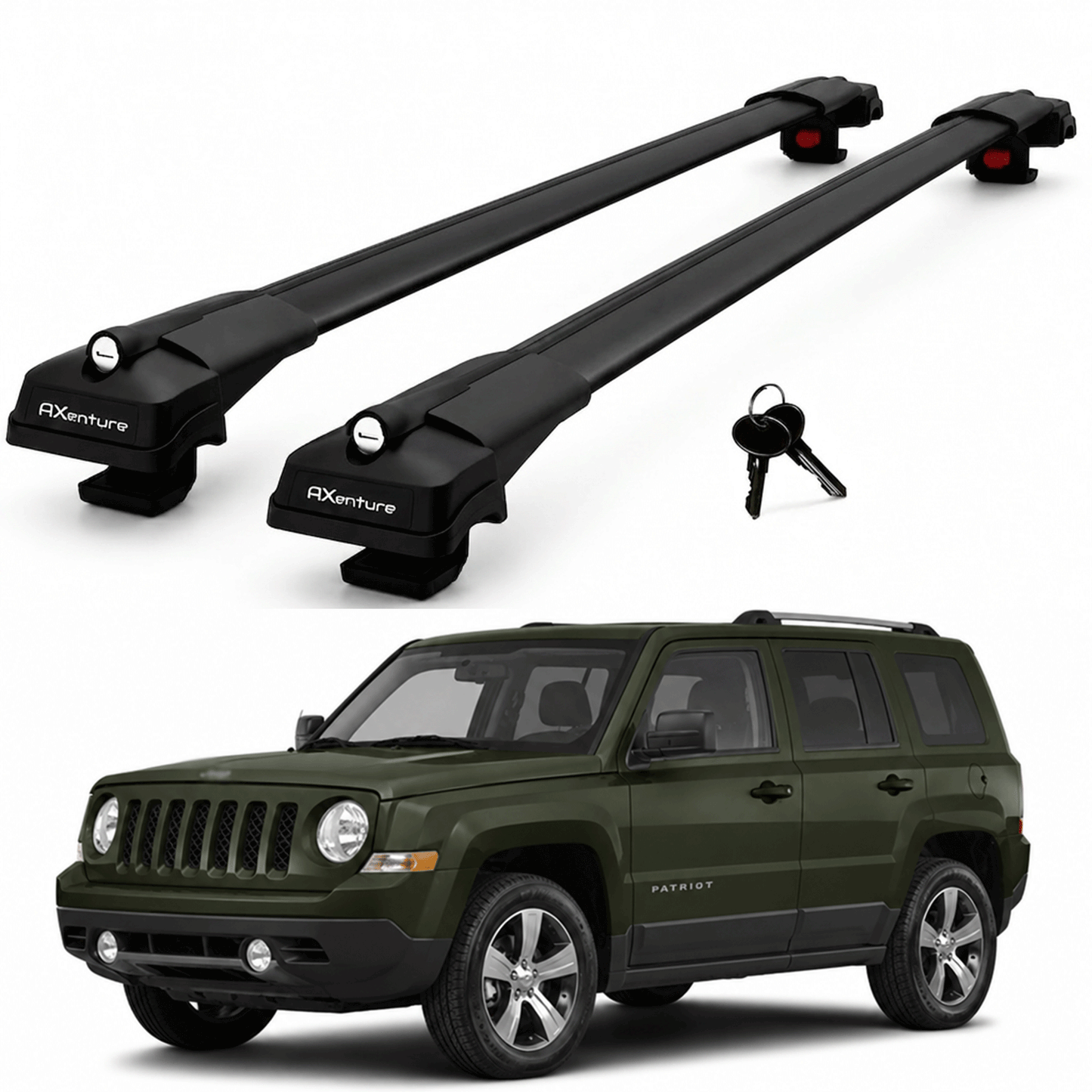 2X Roof Bars for Jeep Patriot 2007-2017 Lockable Roof Rack Cross Bars Black