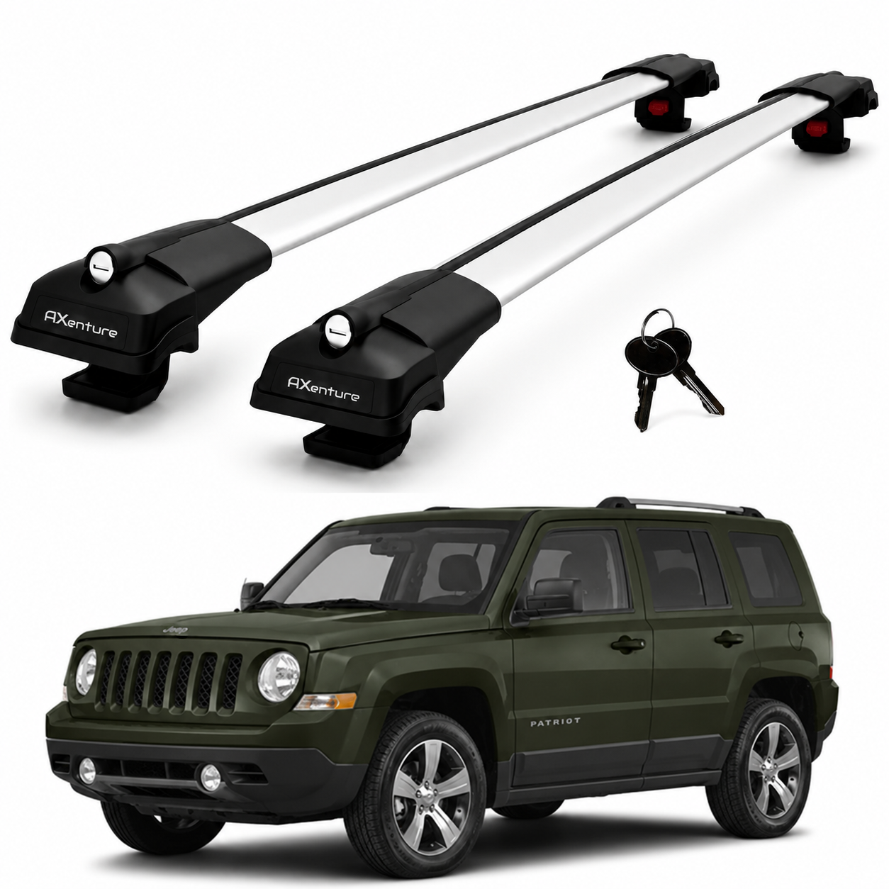 2X Roof Bars for Jeep Patriot 2007-2017 Lockable Roof Rack Cross Bars Grey