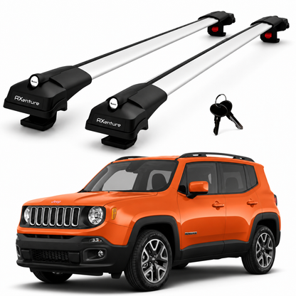 2X Roof Bars for Jeep Renegade Bu 2014-2024 Lockable Roof Rack Cross Bars Grey