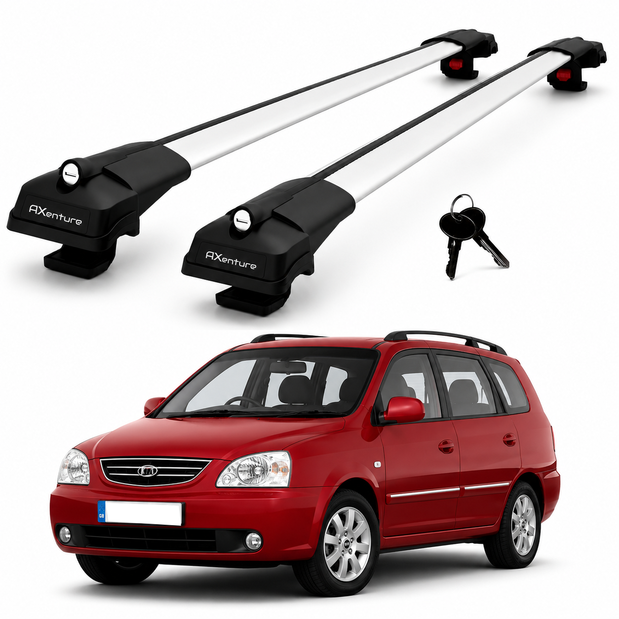 2X Roof Bars for Kia Carens 2002–2006 Lockable Roof Rack Cross Bars Grey