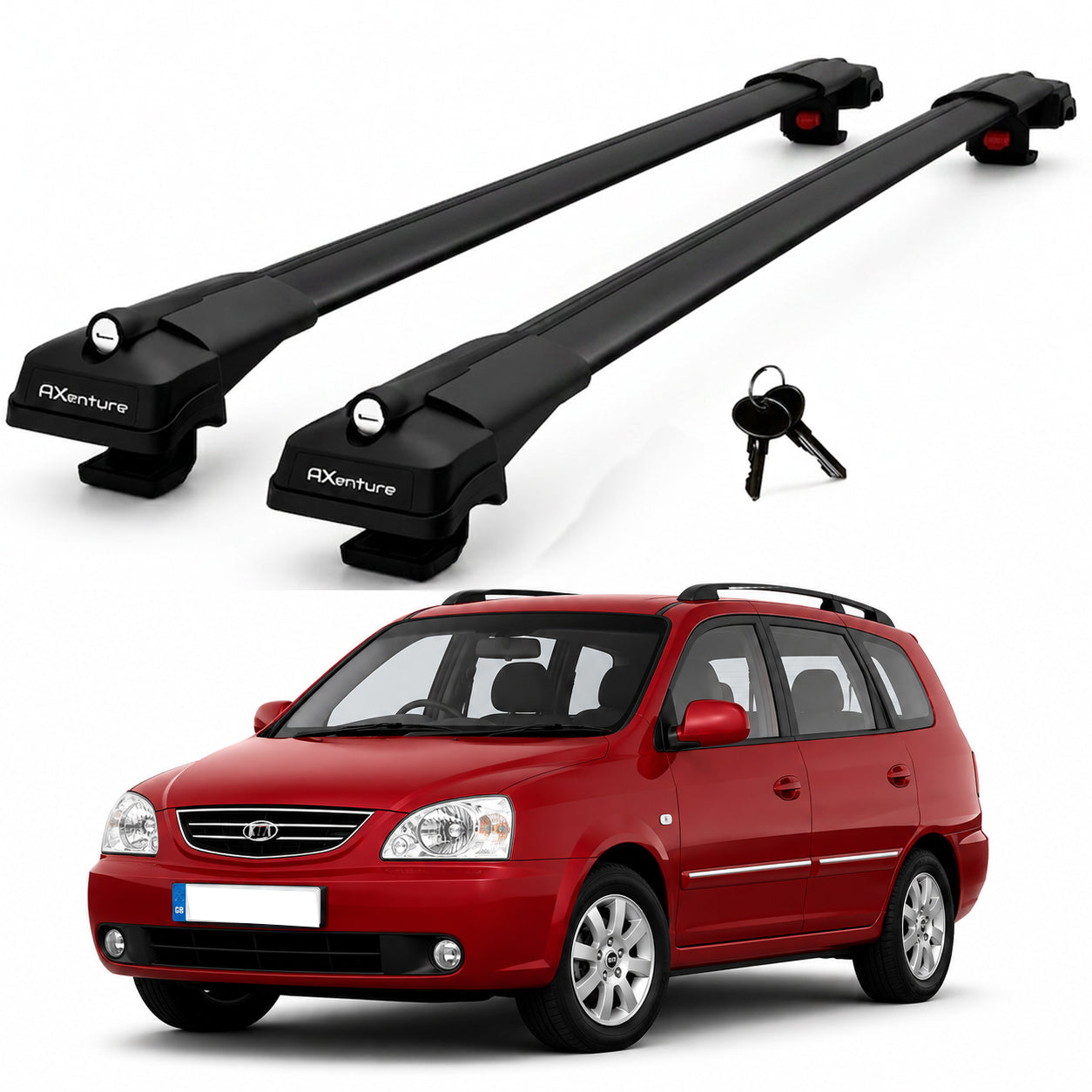 2X Roof Bars for Kia Carens 2002–2006 Lockable Roof Rack Cross Bars Black