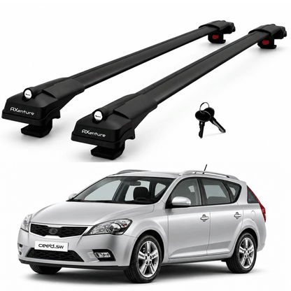 2X Roof Bars for Kia Cee'D Wagon 2006–2012 Lockable Roof Rack Cross Bars Black