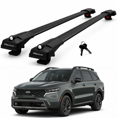 2X Roof Bars for Kia Sorento X-Line 2021–2025 Lockable Roof Rack Cross Bar Black