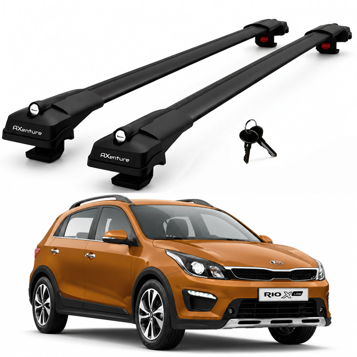 2X Roof Bars for Kia Rio X-Line 2017-2022 Lockable Roof Rack Cross Bars Black