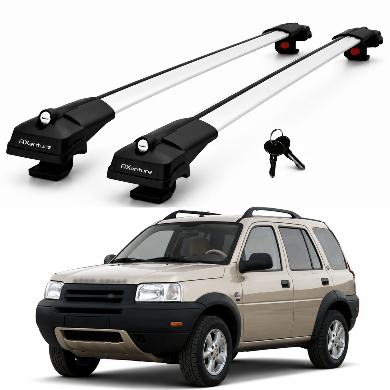 2X Roof Bars for Land Rover Freelander 1 L314 1997-2006 Lockable Roof Rack Grey