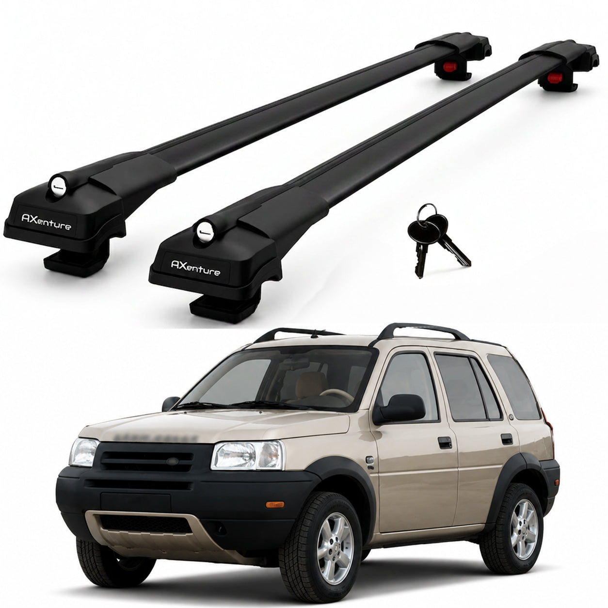 2X Roof Bars for Land Rover Freelander I 1997-2006 Lockable Roof Rack Black