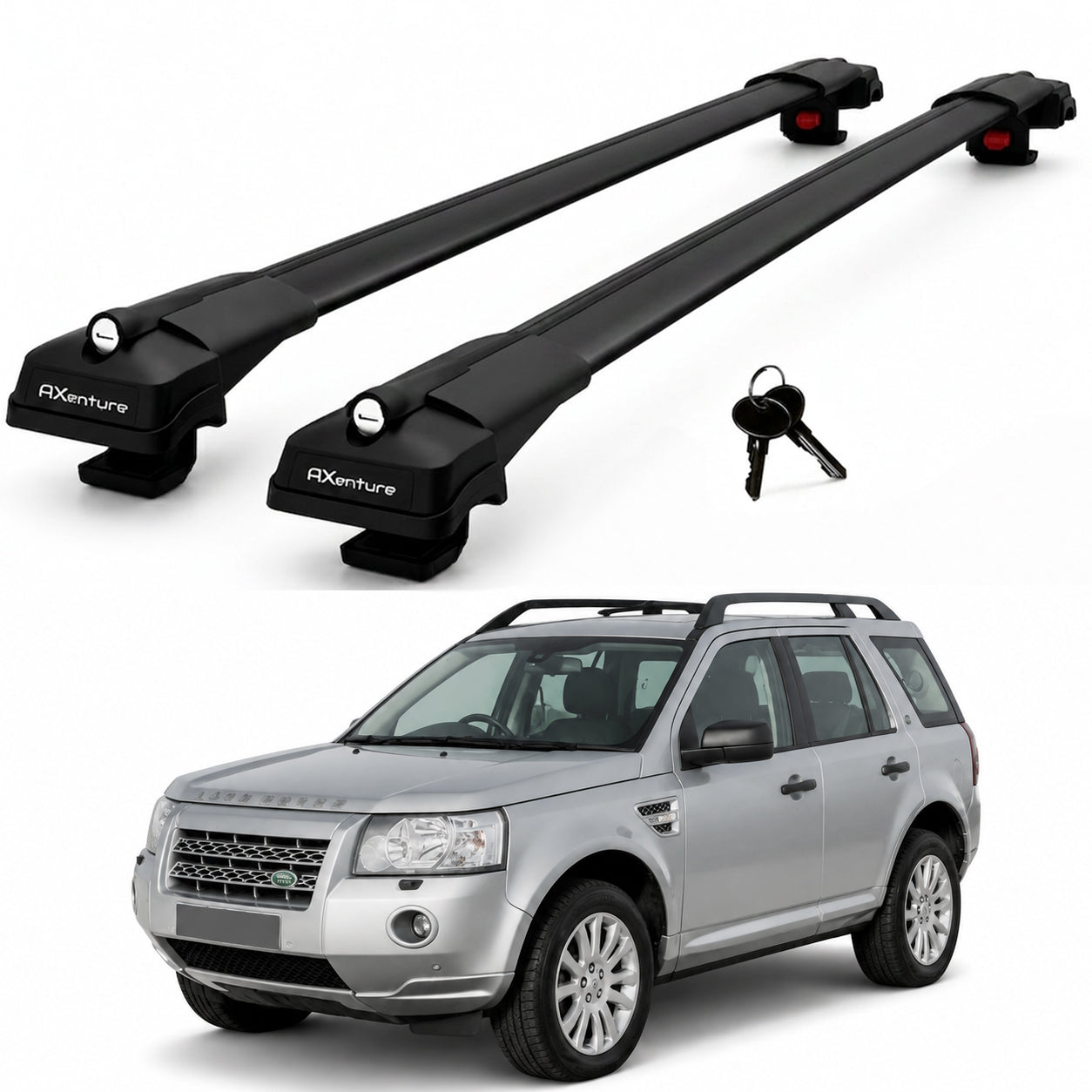 2X Roof Bars for Land Rover Freelander 2 L359 2006-2014 Lockable Roof Rack Black
