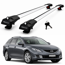 2X Roof Bars for Mazda 6 Sw Mk1 2002-2008 Lockable Roof Rack Cross Bars Grey