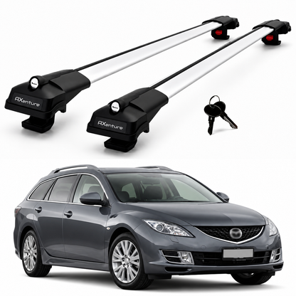 2X Roof Bars for Mazda 6 Sw Mk1 2002-2008 Lockable Roof Rack Cross Bars Grey
