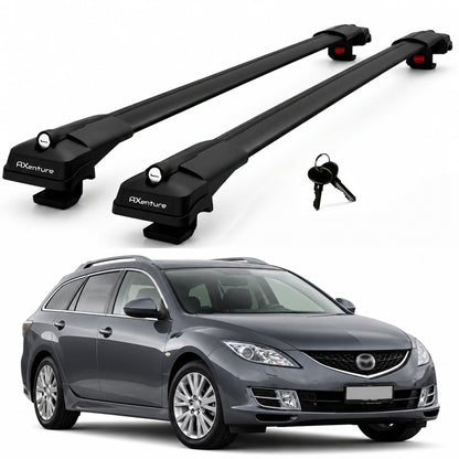 2X Roof Bars for Mazda 6 Sw Mk1 2002-2008 Lockable Roof Rack Cross Bars Black