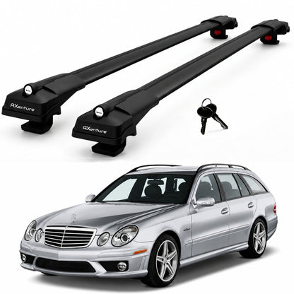 2X Roof Bars for Mercedes E-Class S211 2004-2009 Lockable Roof Rack Black
