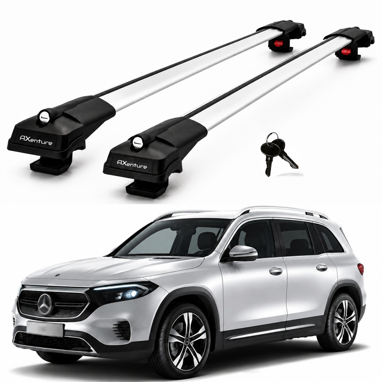 2X Roof Bars for Mercedes Eqb X243 2022-2025 Lockable Roof Rack Cross Bars Grey