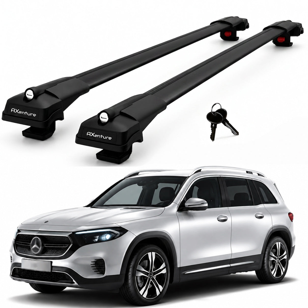 2X Roof Bars for Mercedes Eqb X243 2022-2025 Lockable Roof Rack Cross Bars Black