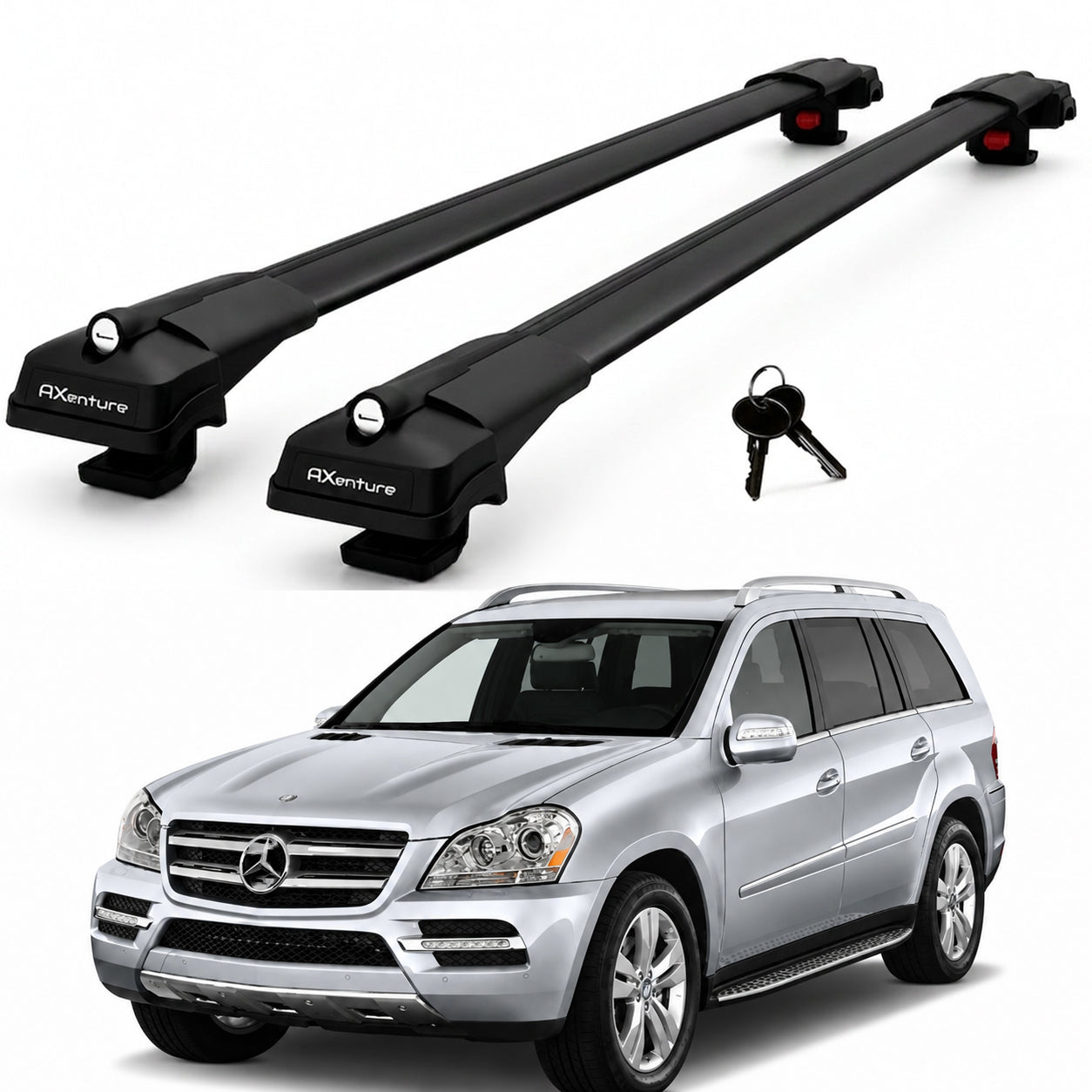 2X Roof Bars for Mercedes Gl X164 2006-2012 Lockable Roof Rack Cross Bars Black