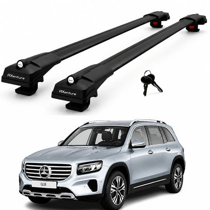 2X Roof Bars for Mercedes Glb X247 2020-2025 Lockable Roof Rack Cross Bars Black