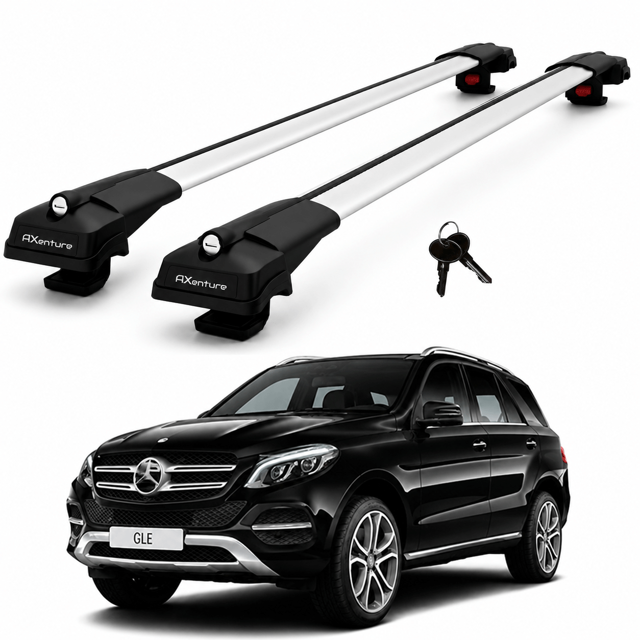 2X Roof Bars for Mercedes Gle W166 2012-2019 Lockable Roof Rack Cross Bars Grey