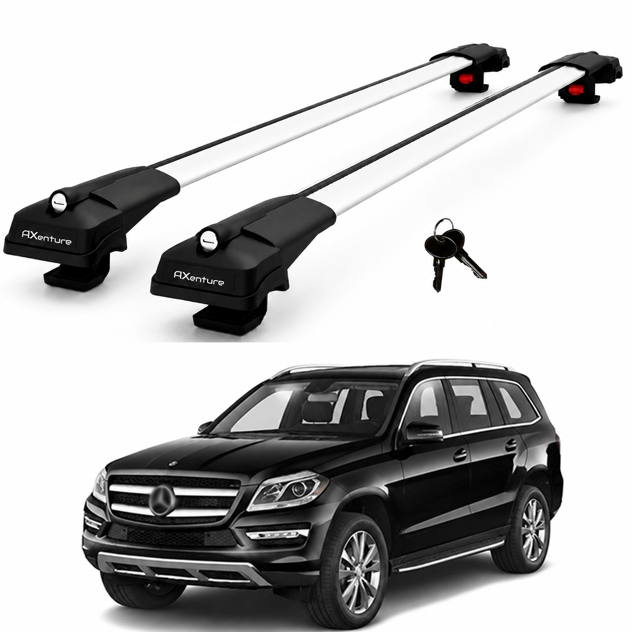 2X Roof Bars for Mercedes Gl X166 2013-2019 Lockable Roof Rack Cross Bars Grey
