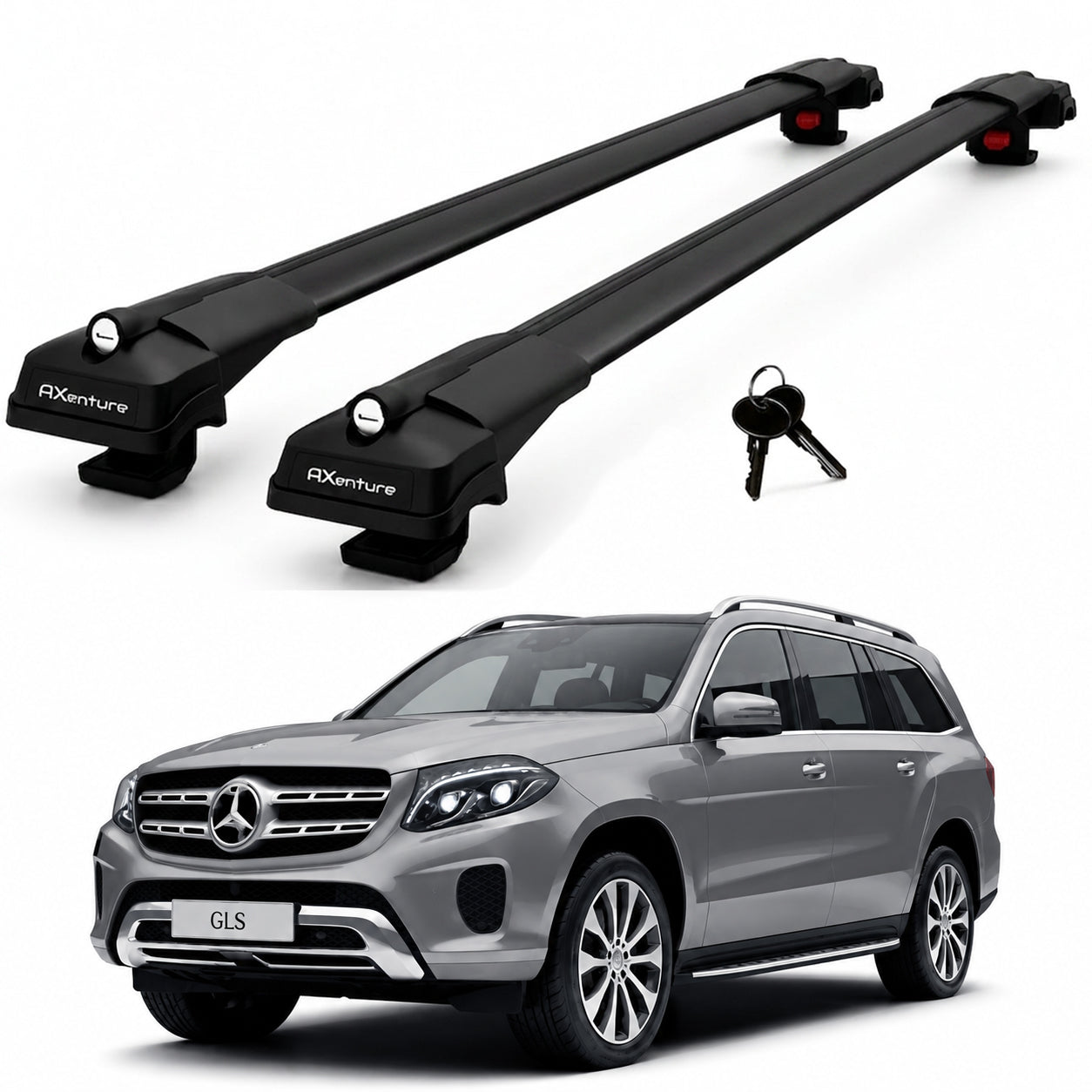 2X Roof Bars for Mercedes Gls X167 2020-2025 Lockable Roof Rack Cross Bars Black