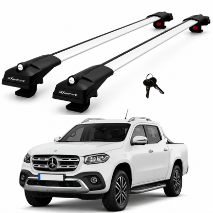 2X Roof Bars for Mercedes X-Class W470 2017-2020 Lockable Roof Rack Grey