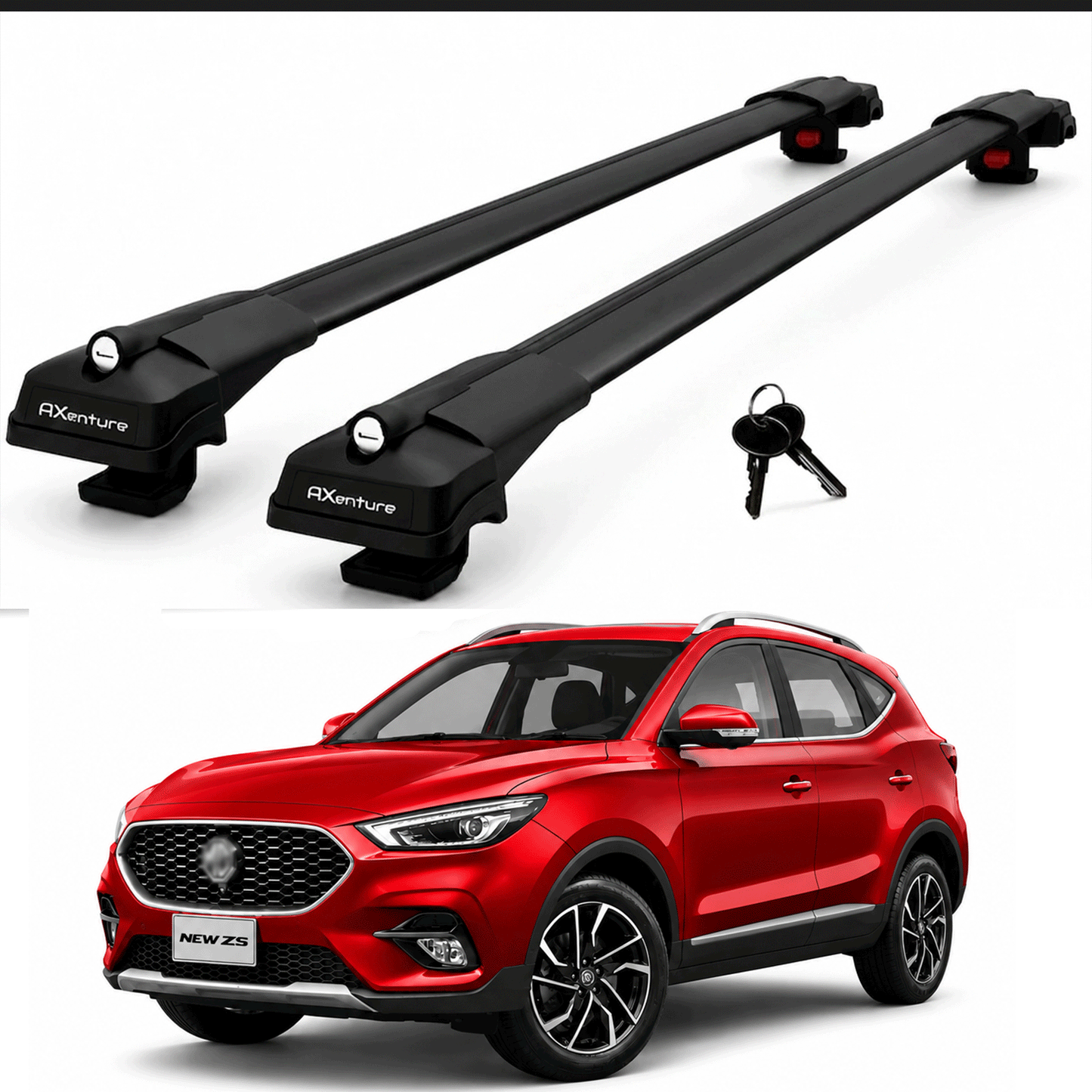 2X Roof Bars for Mg Zs 2021–2024 Aluminium Lockable Roof Rack Cross Bars Black