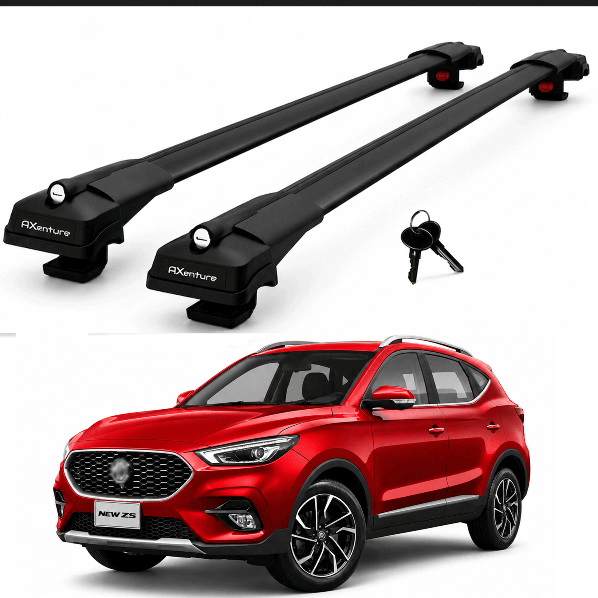 2X Roof Bars for Mg Zs 2021–2024 Aluminium Lockable Roof Rack Cross Bars Black