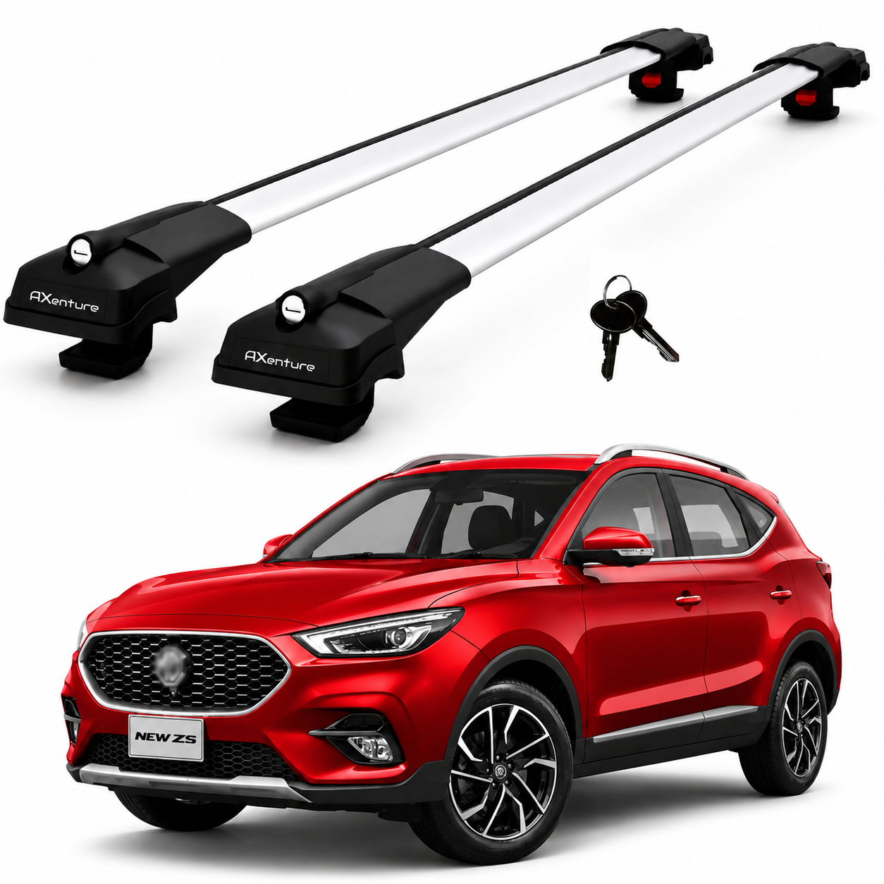 2X Roof Bars for Mg Zs 2021–2024 Aluminium Lockable Roof Rack Cross Bars Grey