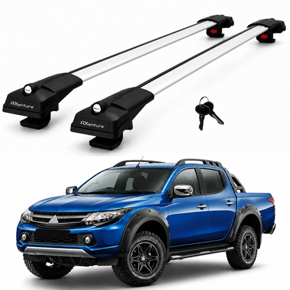 2X Roof Bars for Mitsubishi L200 Triton 2015-2021 Lockable Roof Rack Grey