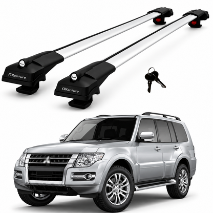 2X Roof Bars for Mitsubishi Pajero/Shogun V80 2006-2021 Lockable Roof Rack Grey