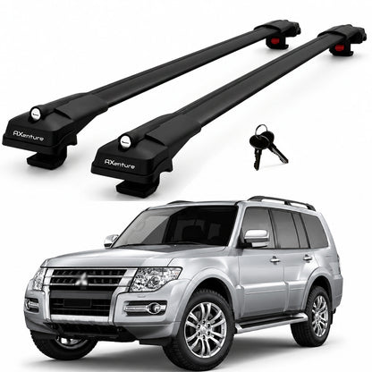 2X Roof Bars for Mitsubishi Pajero/Shogun V80 2006-2021 Lockable Roof Rack Black
