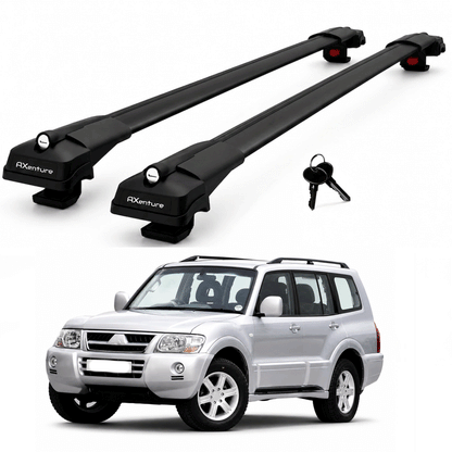 2X Roof Bars for Mitsubishi Shogun Sport 2001-2006 Lockable Roof Rack Black
