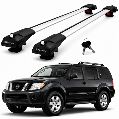 2X Roof Bars for Nissan Pathfinder R51 2005-2012 Lockable Roof Rack Grey