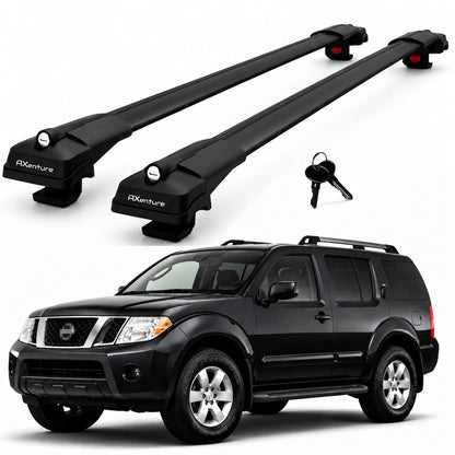 2X Roof Bars for Nissan Pathfinder R51 2005-2012 Lockable Roof Rack Black