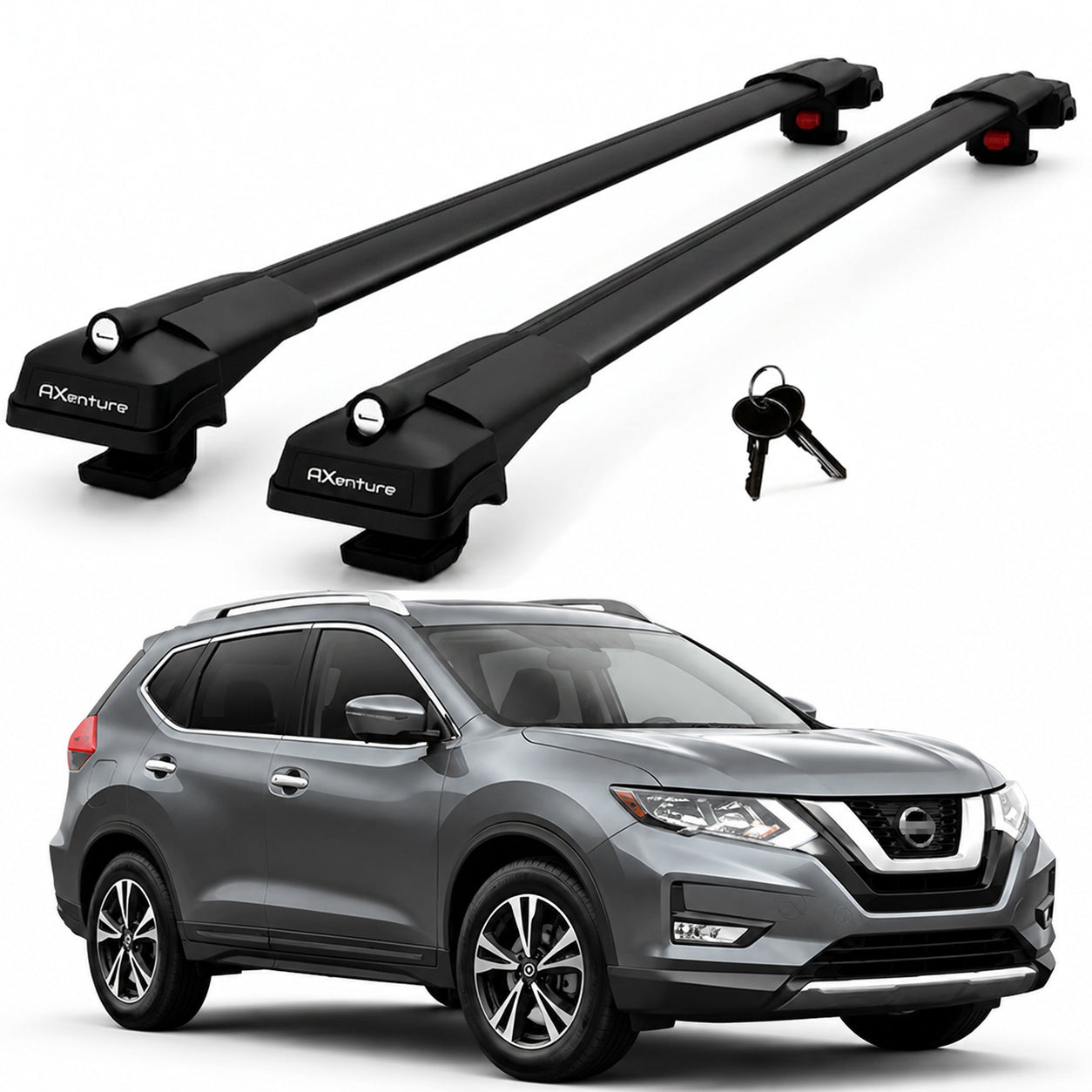 2X Roof Bars for Nissan X-Trail T32 2013-2020 Lockable Roof Rack Cross Bar Black