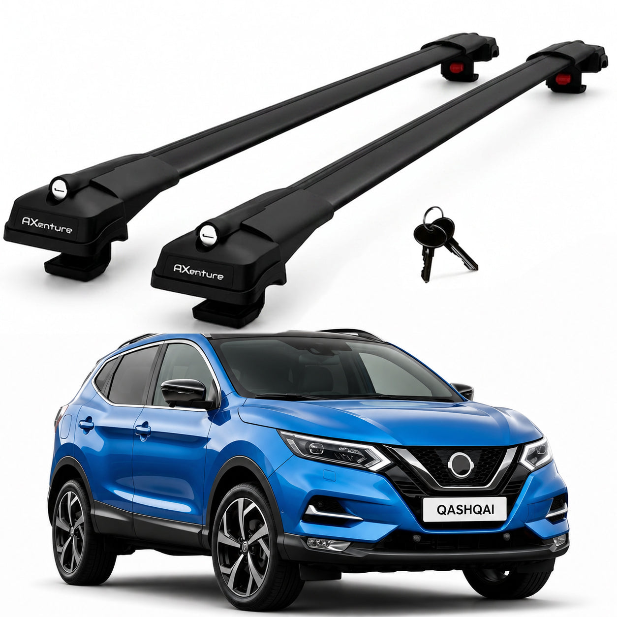 2X Roof Bars for Nissan Qashqai J11 2014–2020 Lockable Roof Rack Cross Bar Black