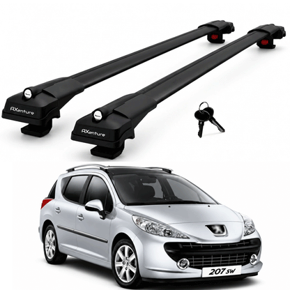 2X Roof Bars for Peugeot 207 Sw 2007-2012 Lockable Roof Rack Cross Bars Black