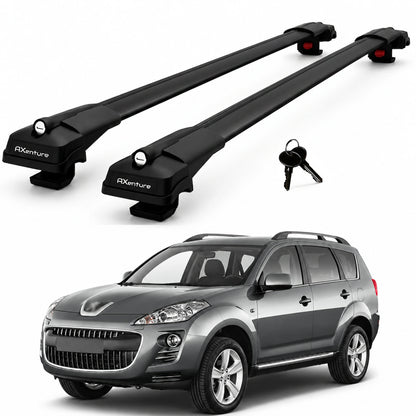 2X Roof Bars for Peugeot 4007 2008-2012 Lockable Roof Rack Cross Bars Black
