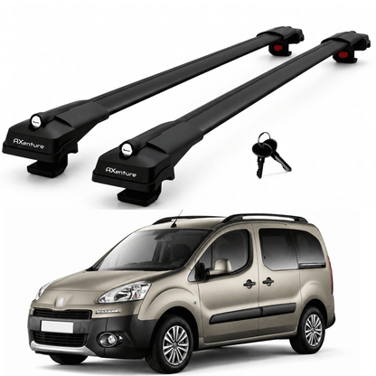2X Roof Bars for Peugeot Partner 2008–2018 Lockable Roof Rack Cross Bars Black