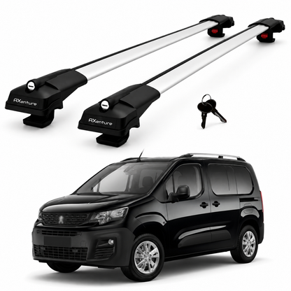 2X Roof Bars for Peugeot Partner Van 2019-2025 Lockable Roof Rack Cross Bar Grey