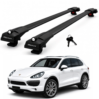 2X Roof Bars for Porsche Cayenne 92A 2011–2018 Lockable Roof Rack Black