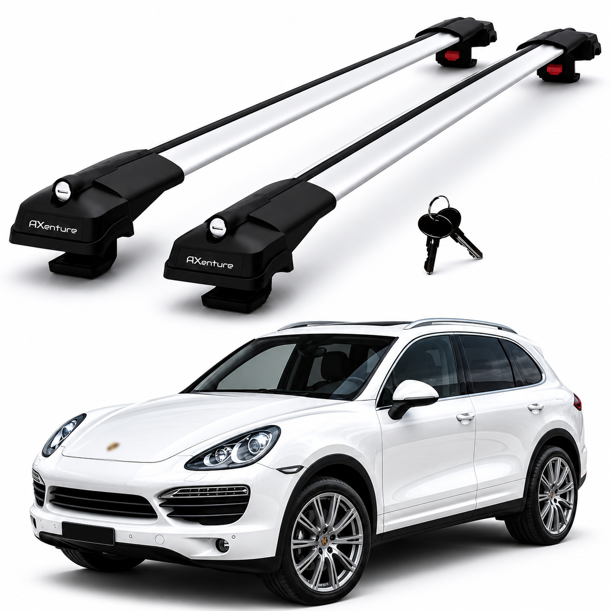 2X Roof Bars for Porsche Cayenne 92A 2011–2018 Lockable Roof Rack Cross Bar Grey