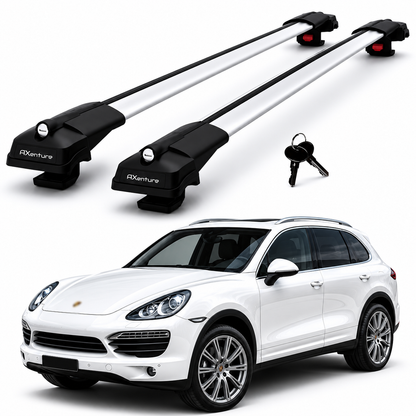 2X Roof Bars for Porsche Cayenne 92A 2011–2018 Lockable Roof Rack Cross Bar Grey