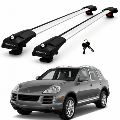 2X Roof Bars for Porsche Cayenne 9Pa 2002–2010 Lockable Roof Rack Cross Bar Grey