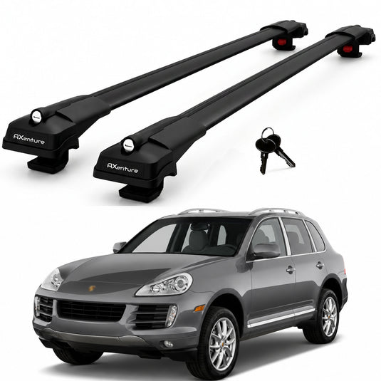 2X Roof Bars for Porsche Cayenne 9Pa 2002–2010 Lockable Roof Rack Black