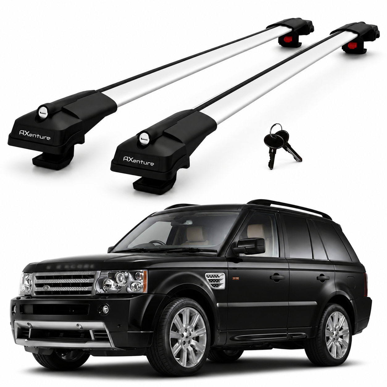2X Roof Bars for Range Rover Sport L320 2005-2013 Lockable Roof Rack Grey